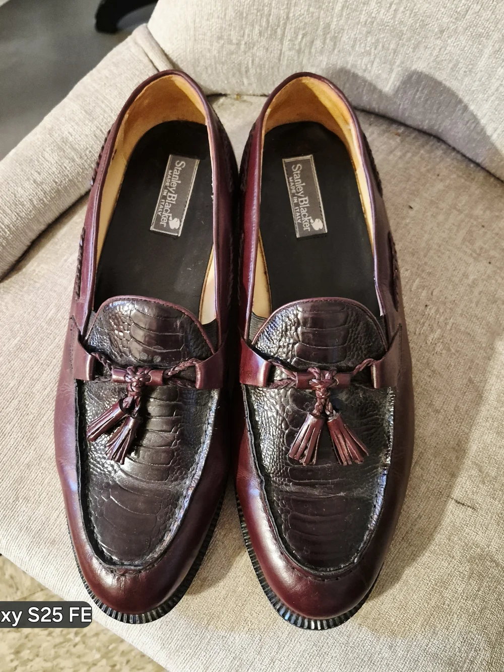 Vintage 90's Stanley Blacker Burgandy 'Rare S/15 Wide Italian Leather Loafers